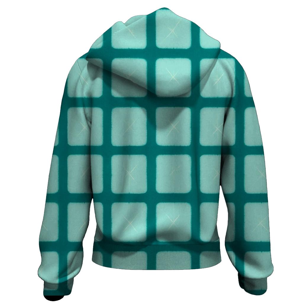 Teal Itajime Clamp Grid Tapestry hoodie styles