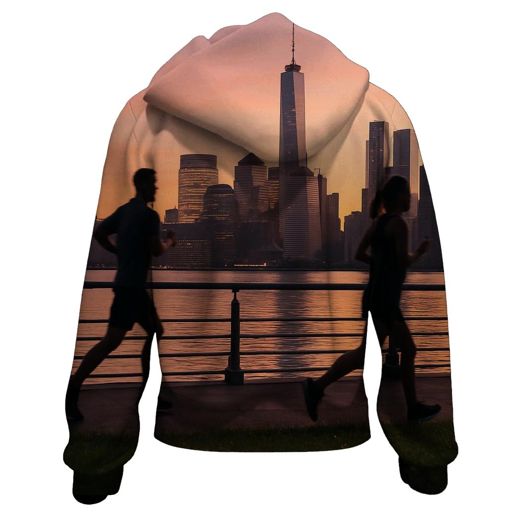 Hudson River Joggers At Sunrise Skyline heavyweight hoodies
