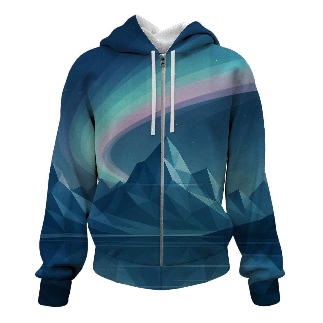 Aurora Over Polygon Peaks designer hoodies