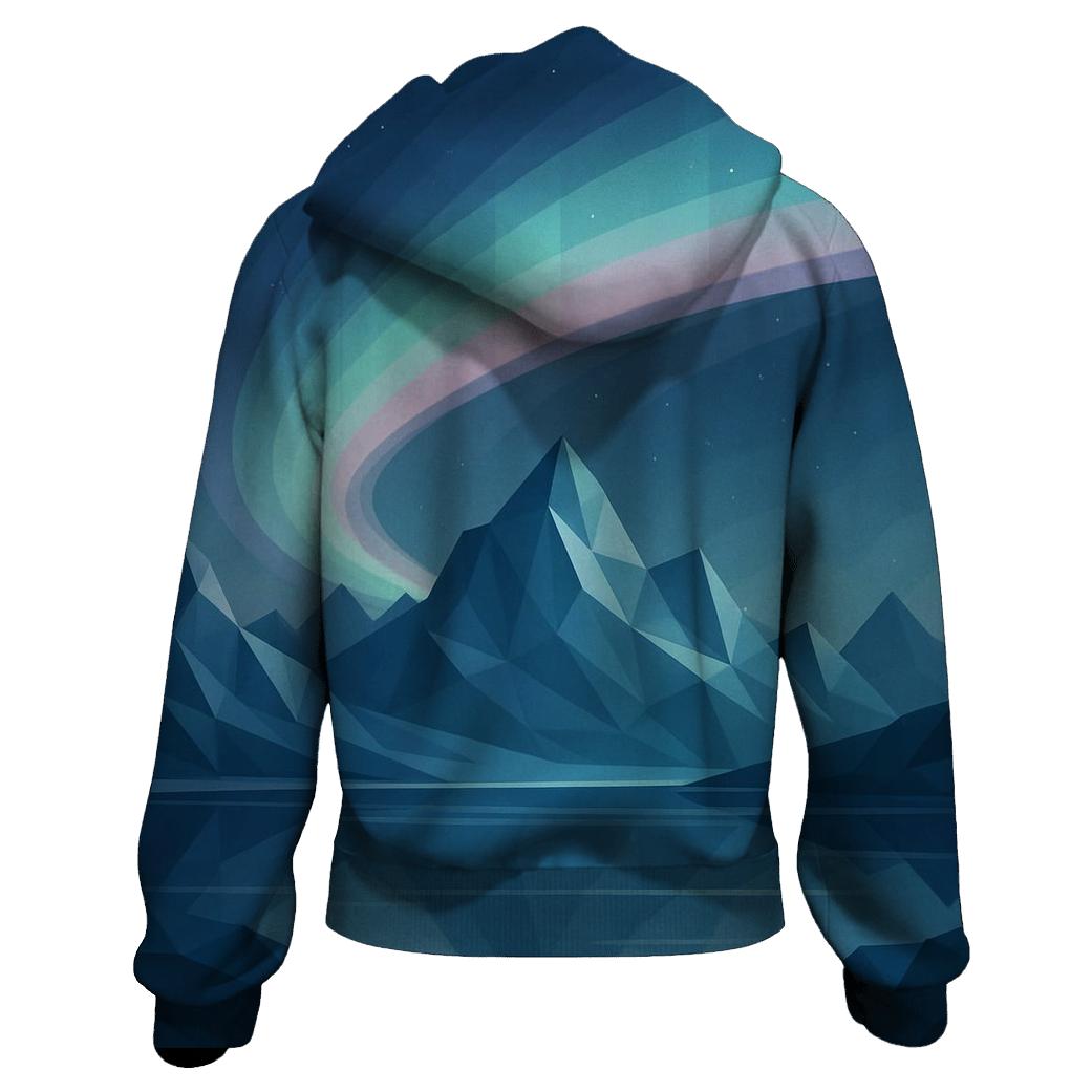 Aurora Over Polygon Peaks designer hoodies
