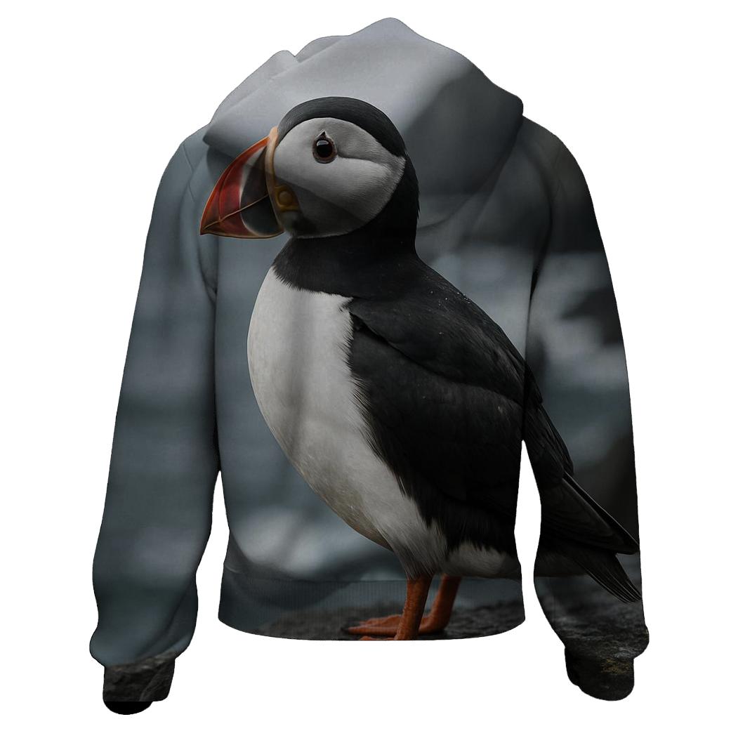 Atlantic Puffin Against Cliffside Swell designer hoodies