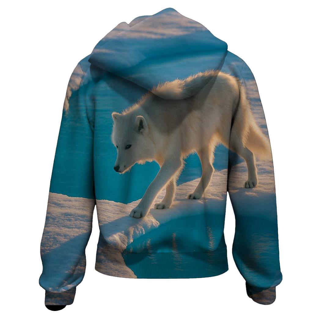 Arctic Wolf Crossing Blue Melt Pool zip-up hoodies