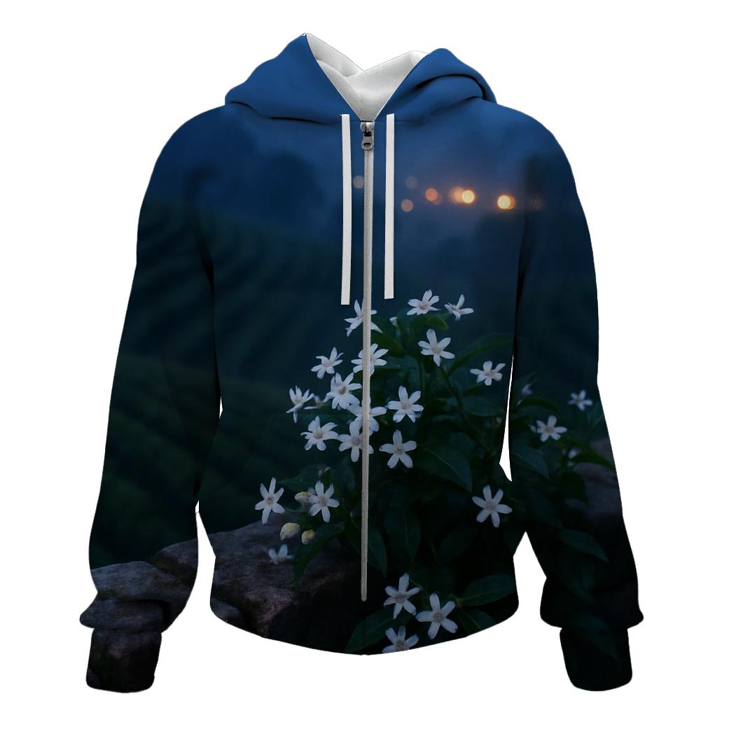 Tea Plantation Jasmine At Blue Hour graphic hoodies