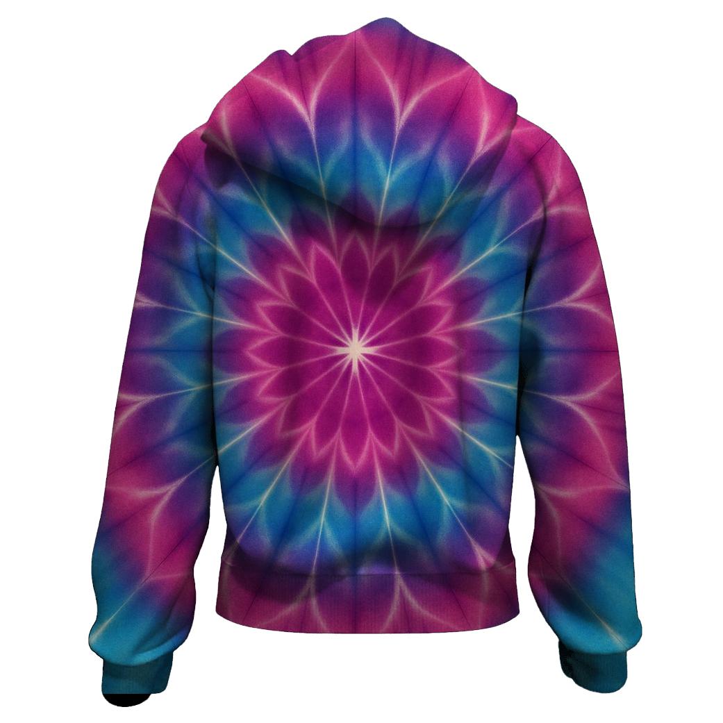 Magenta Cyan Mandala Sunburst heavyweight hoodies