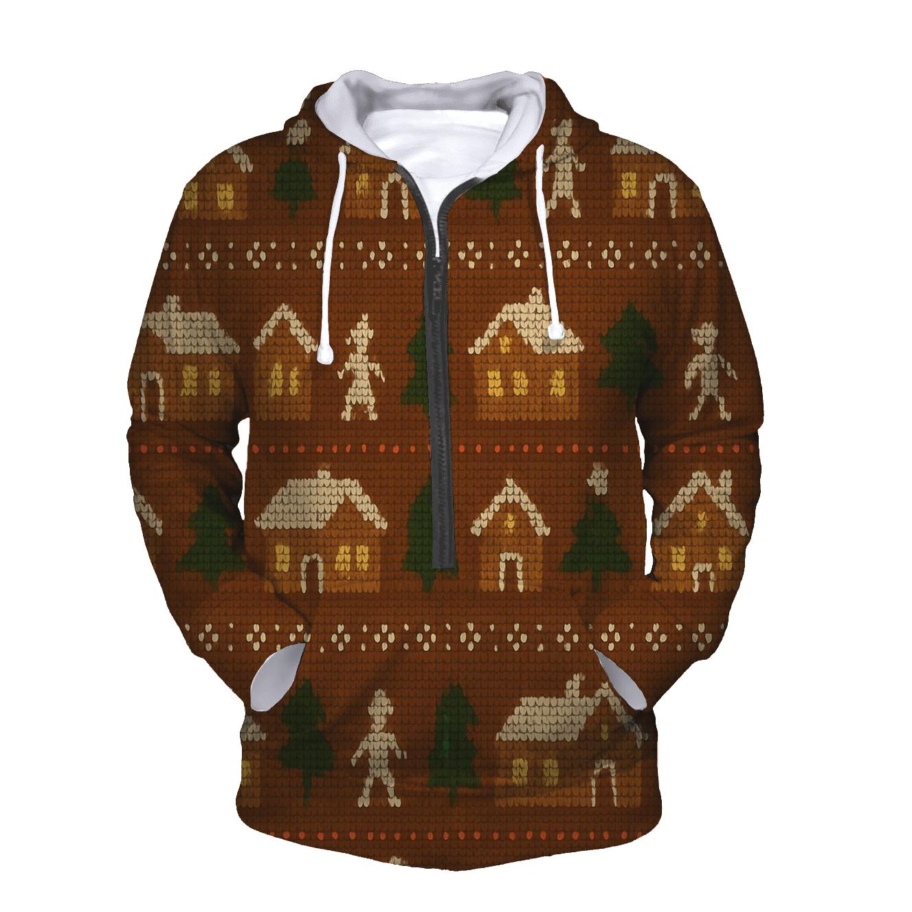 Gingerbread Pixel Village Rows Design hoodie trends