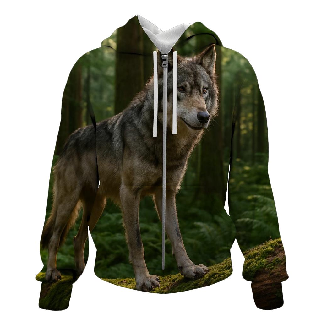 Forest Wolf Pausing On Fallen Cedar hoodie trends