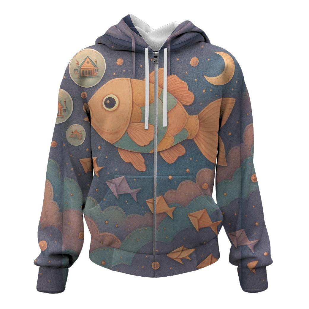 Patchwork Galaxy Goldfish Parade lightweight hoodies