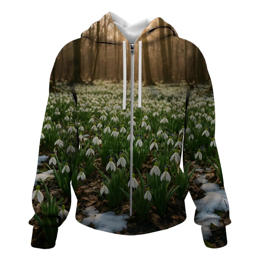 Snowdrop Carpet Beneath Thawing Forest hoodie designs