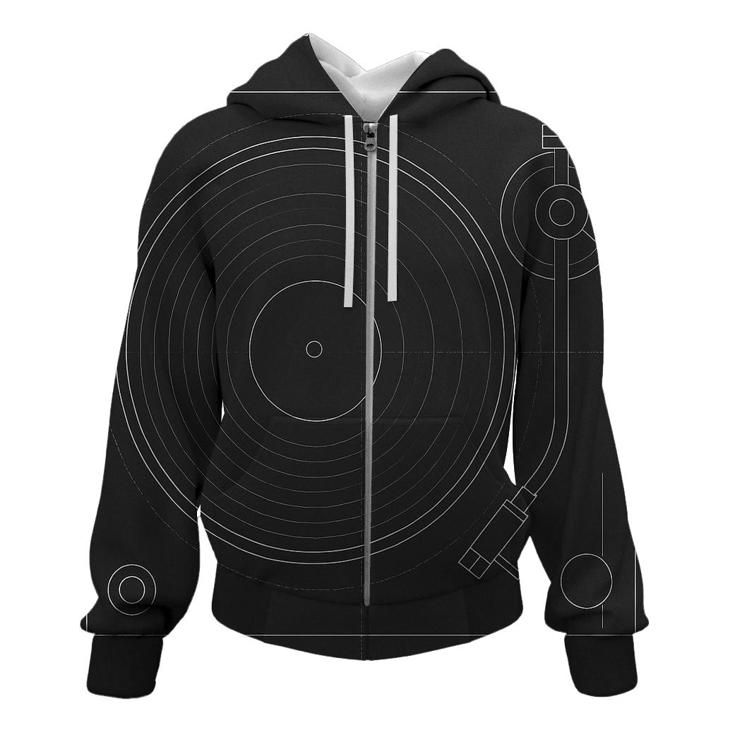 Monochrome Turntable Blueprint hoodie trends