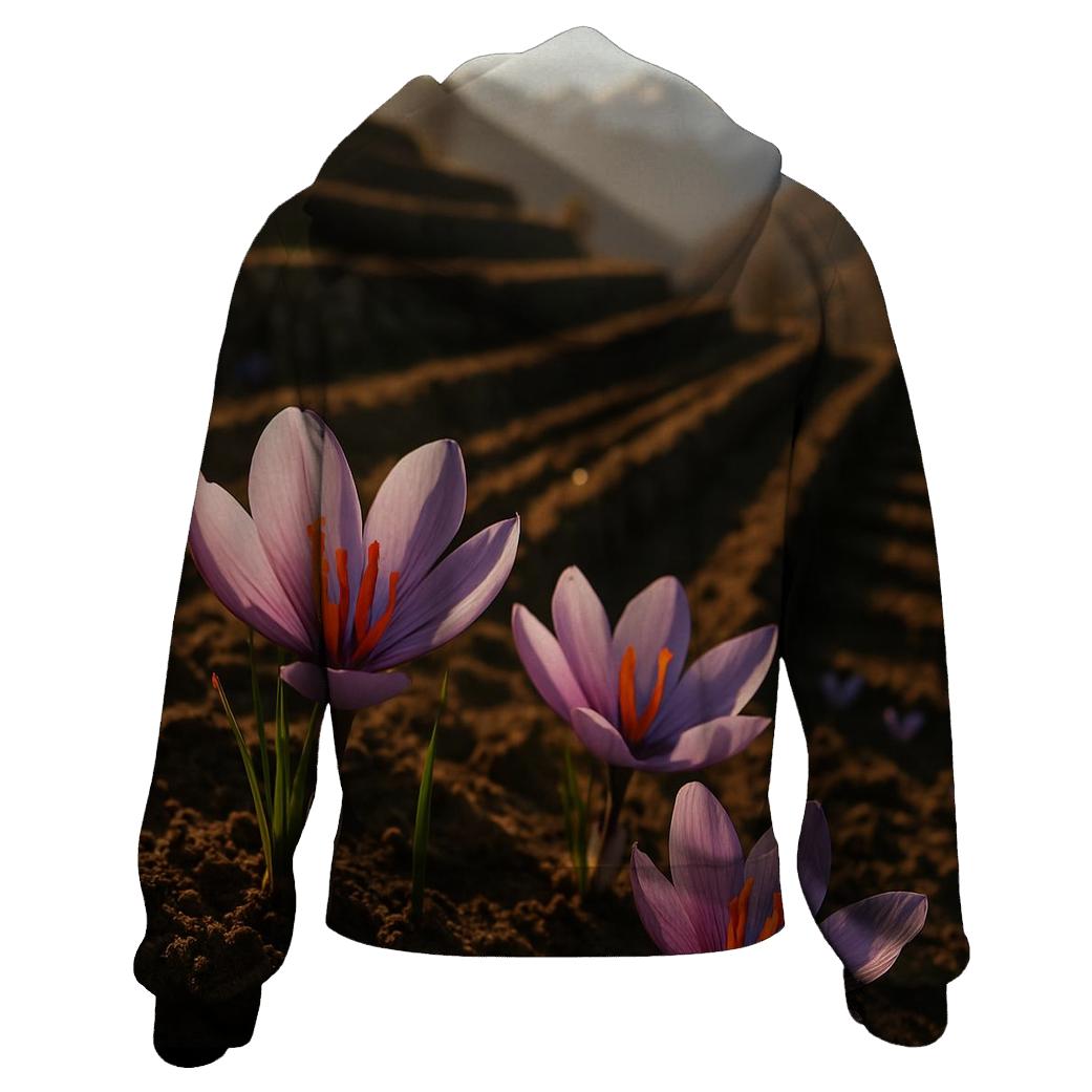 Saffron Crocus In Mountain Terrace Field hoodies fashion