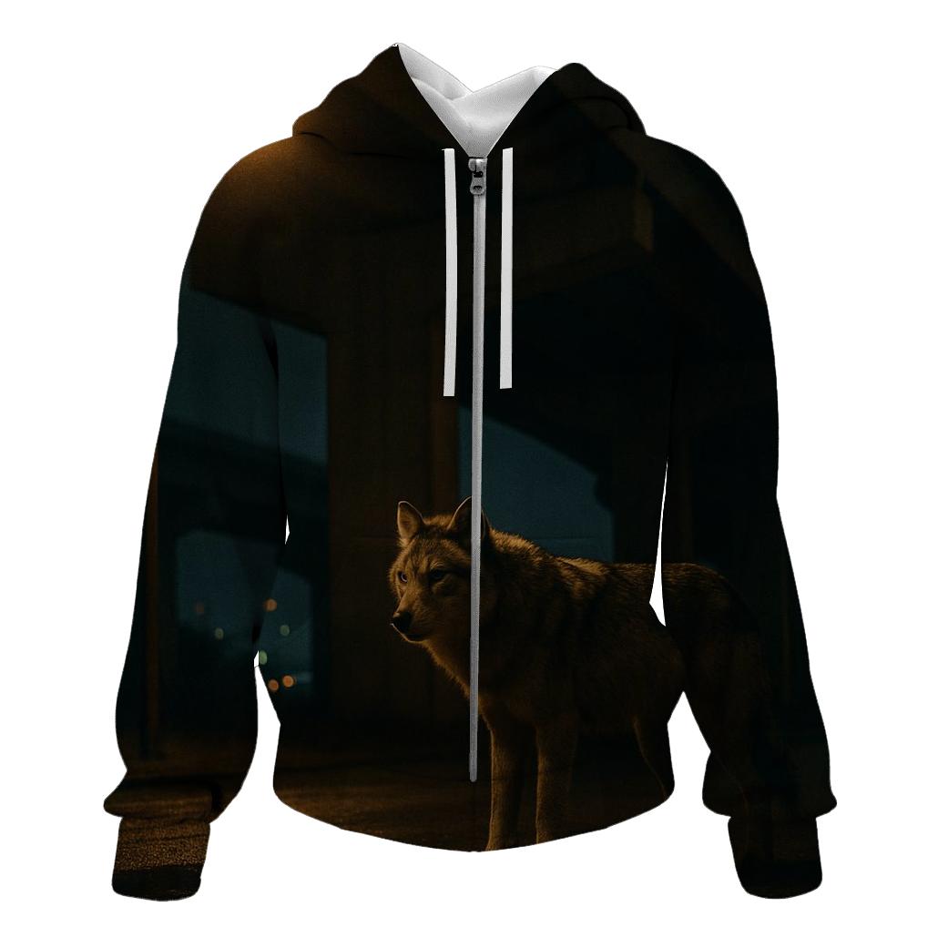 Urban Fringe Wolf Under Highway Overpass designer hoodies