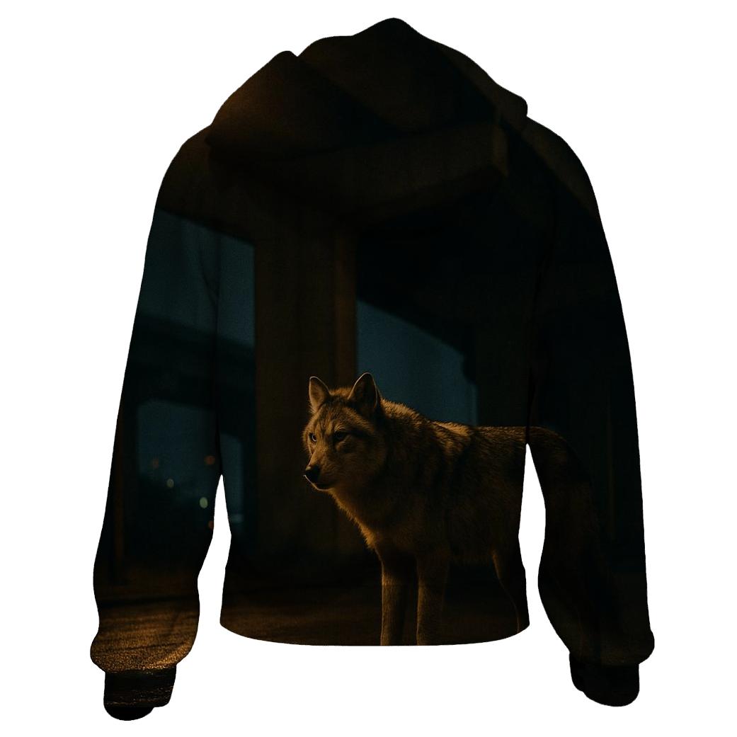 Urban Fringe Wolf Under Highway Overpass designer hoodies