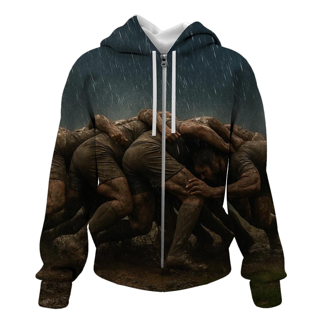 Rain Soaked Rugby Scramble custom hoodies
