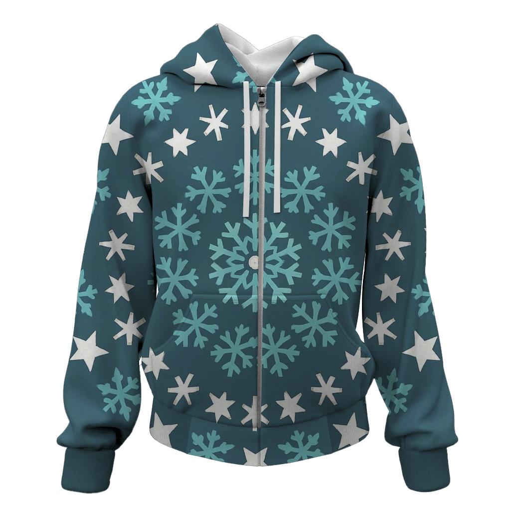 Crystal Snow Star Mandala zip-up hoodies