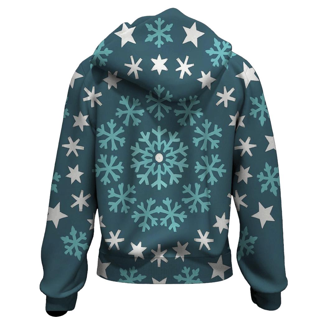 Crystal Snow Star Mandala zip-up hoodies