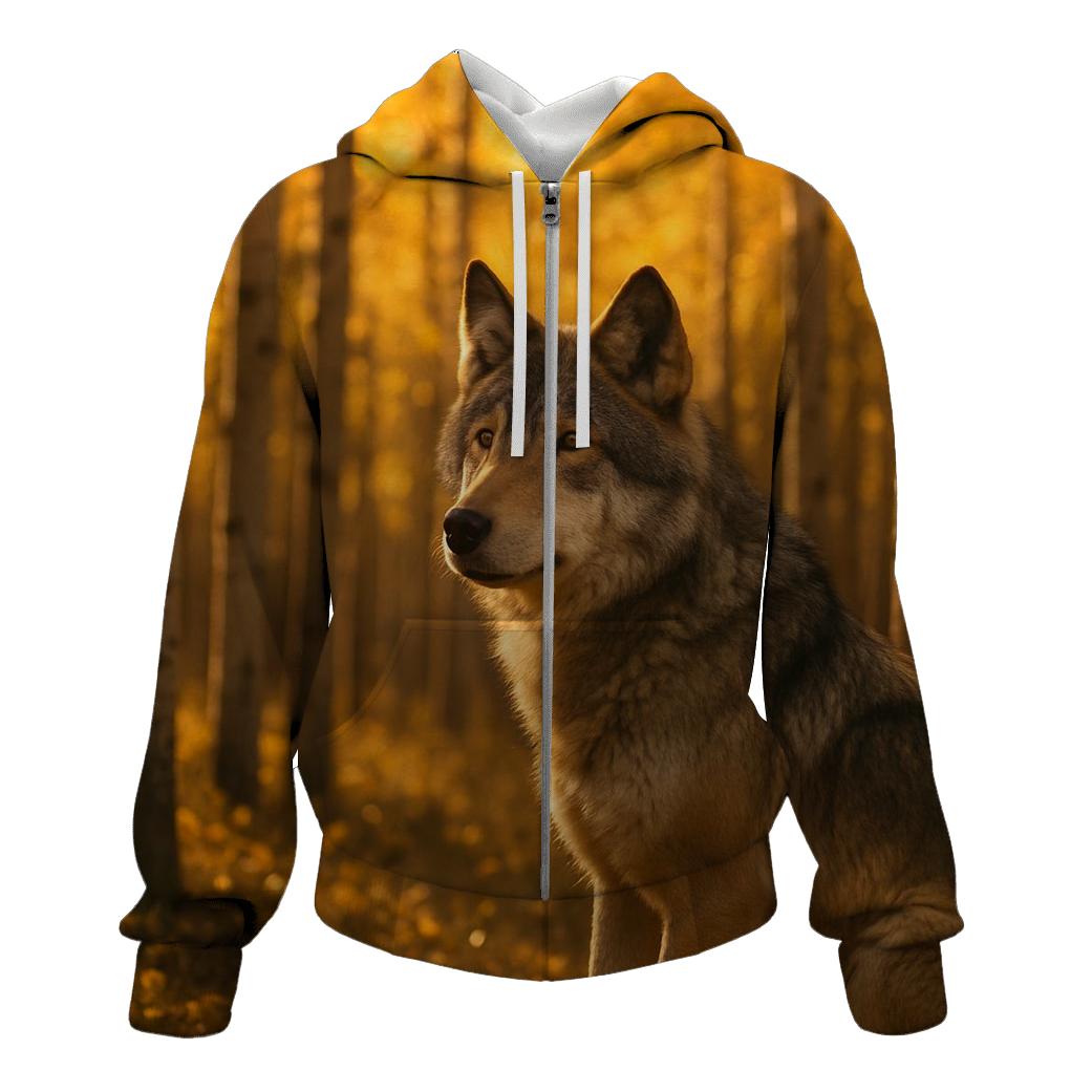 Wolf Listening In Autumn Aspen Grove hoodies fashion
