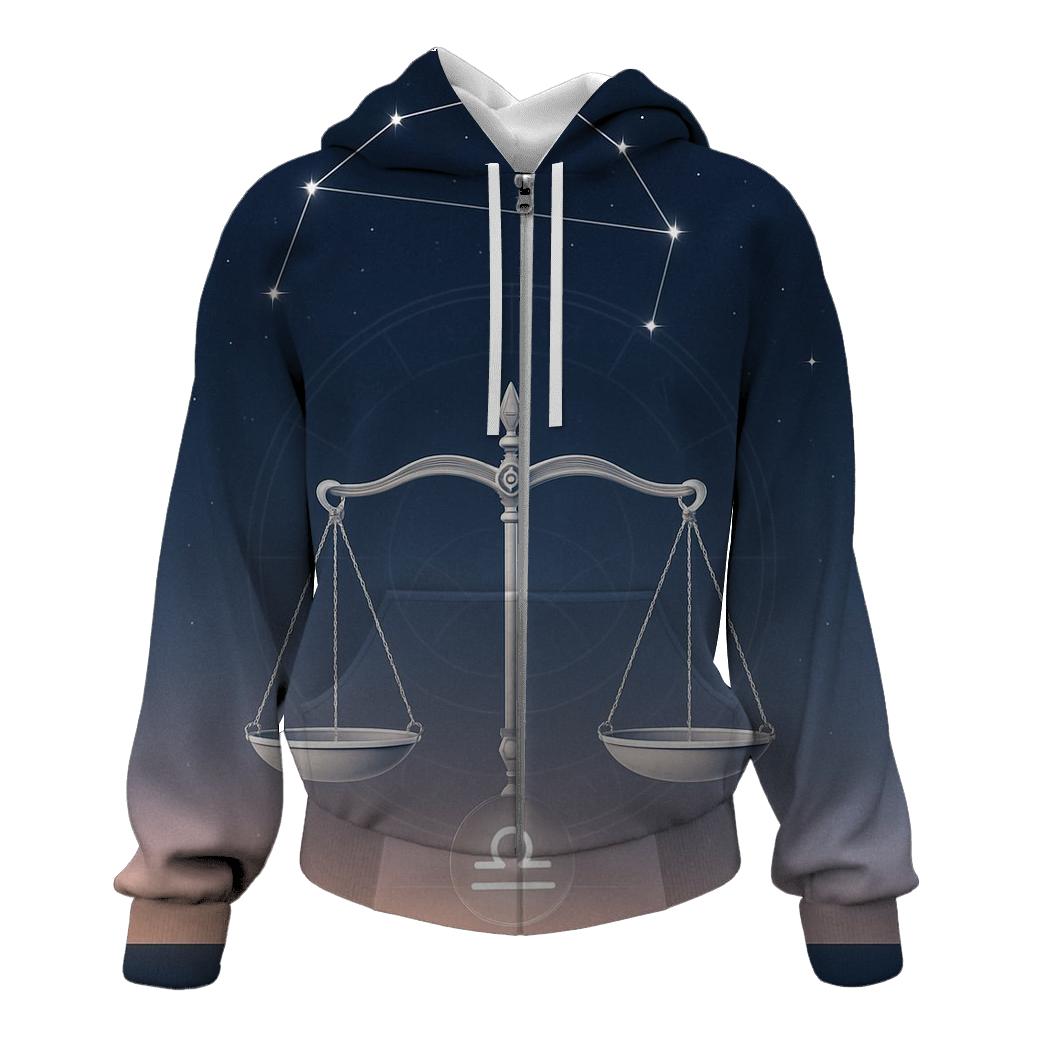 Libra Starlit Equinox Scales embroidered hoodies