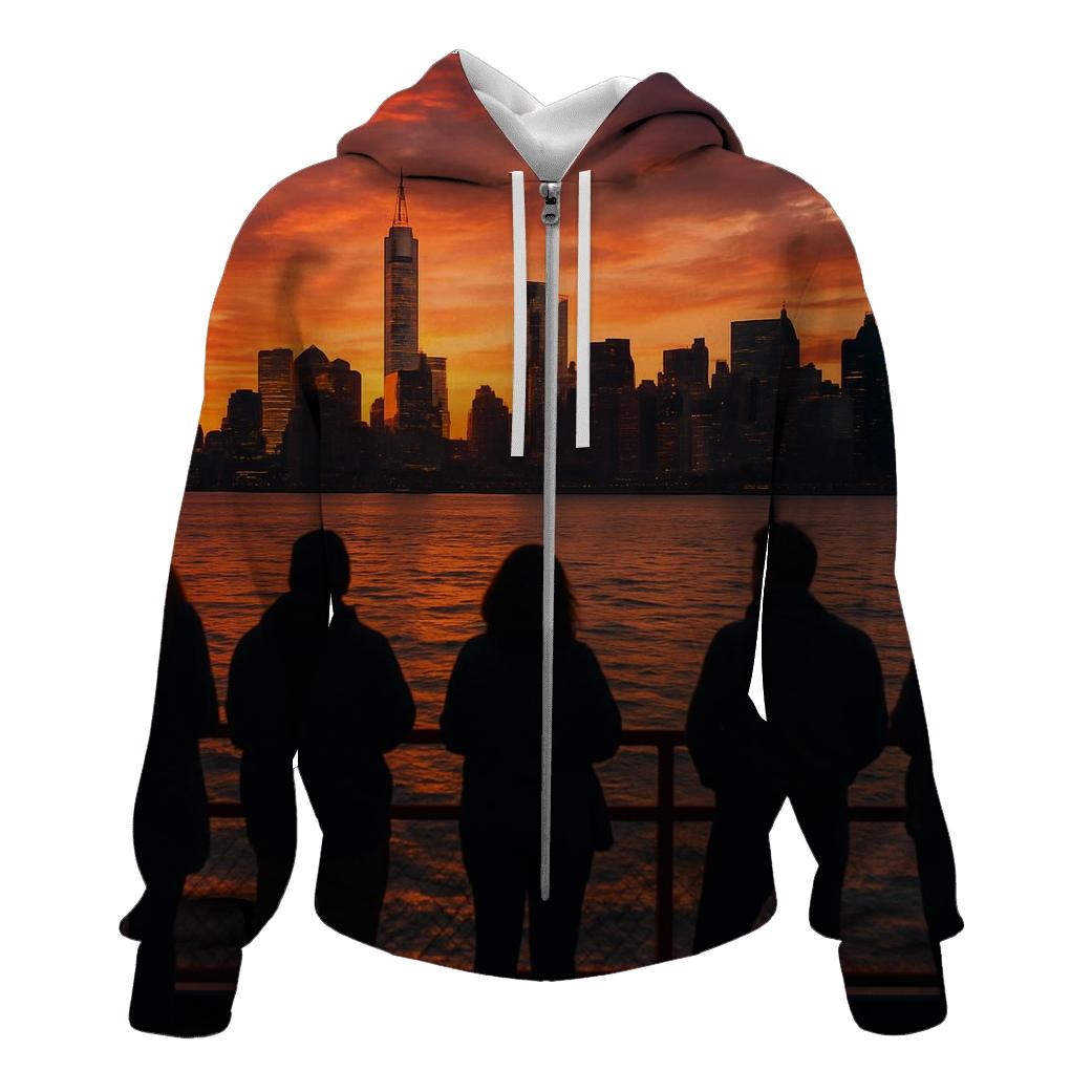 Sunset From Staten Island Ferry Deck lightweight hoodies