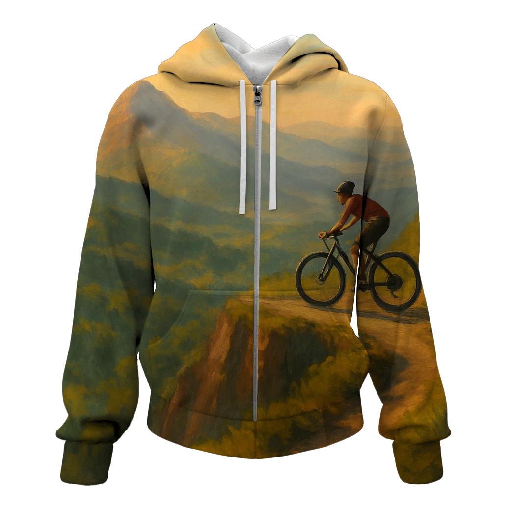 Mountain Trail Cycling Panorama zip-up hoodies