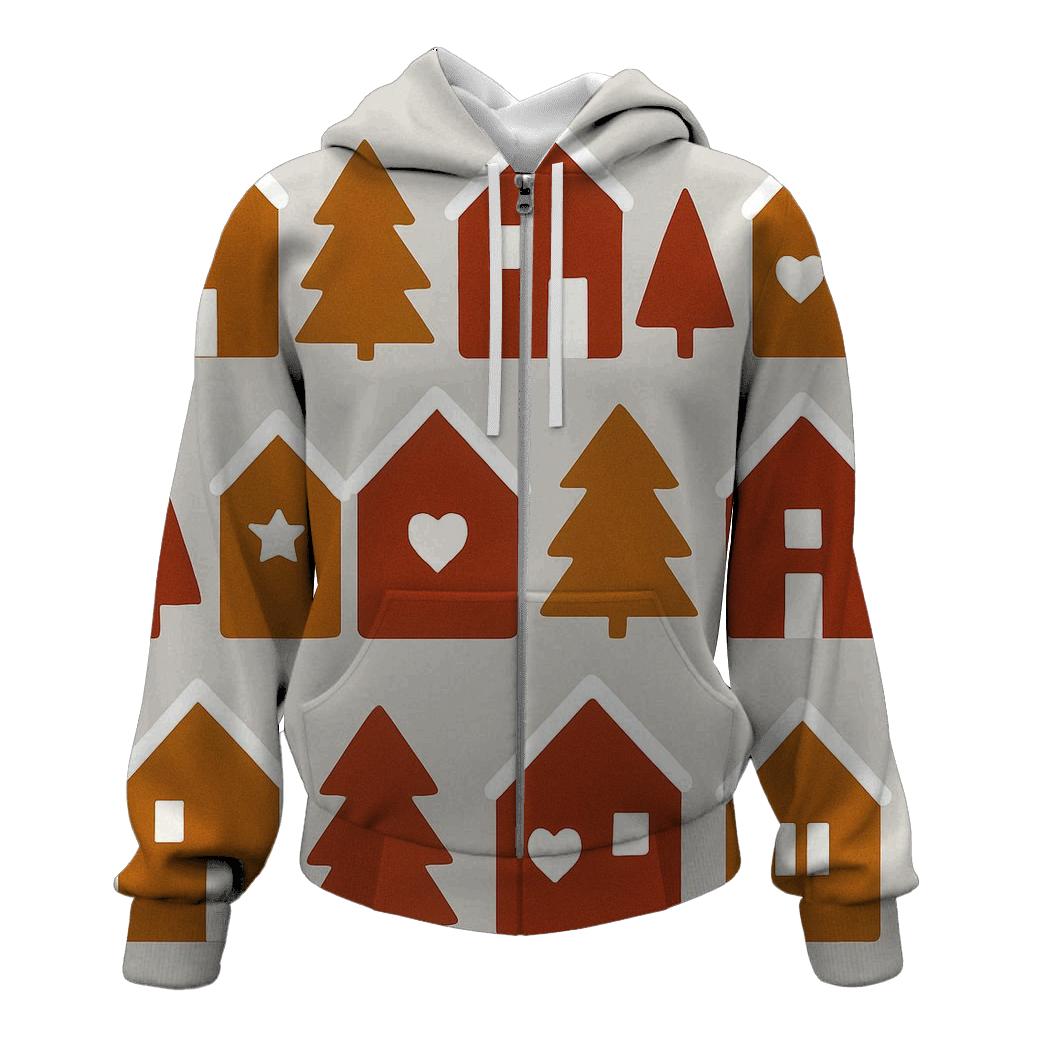 Gingerbread Village Blocks lightweight hoodies