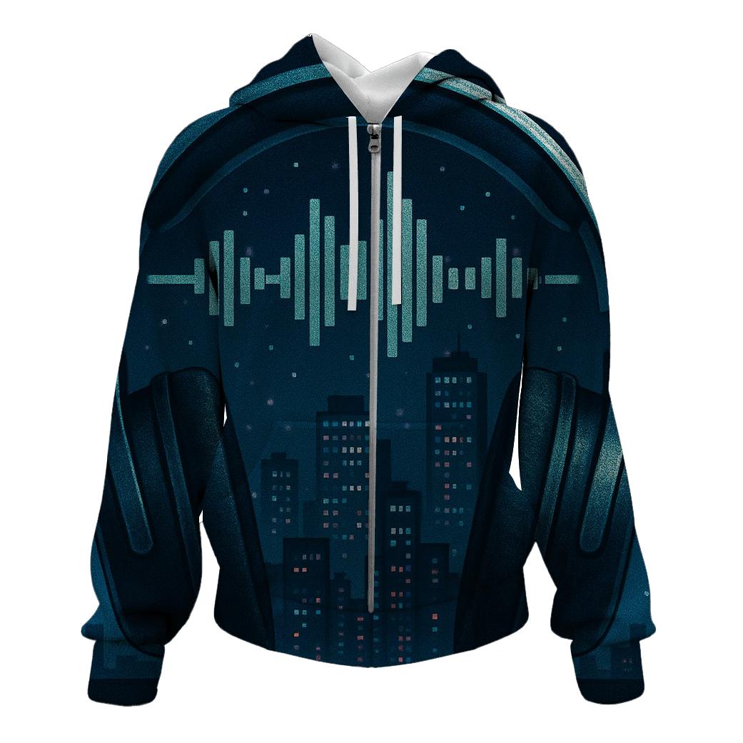 Pixelated Headphone City heavyweight hoodies