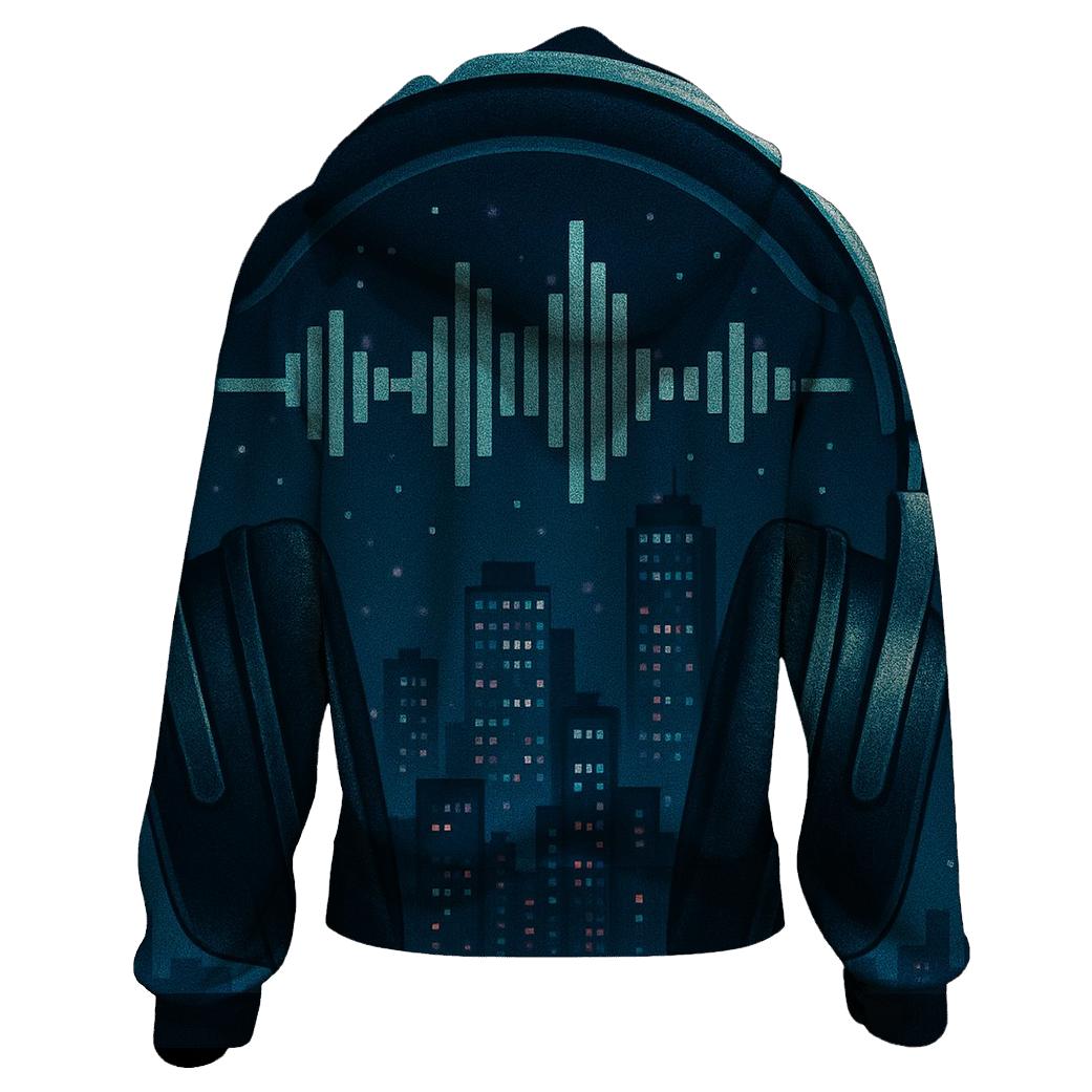 Pixelated Headphone City heavyweight hoodies