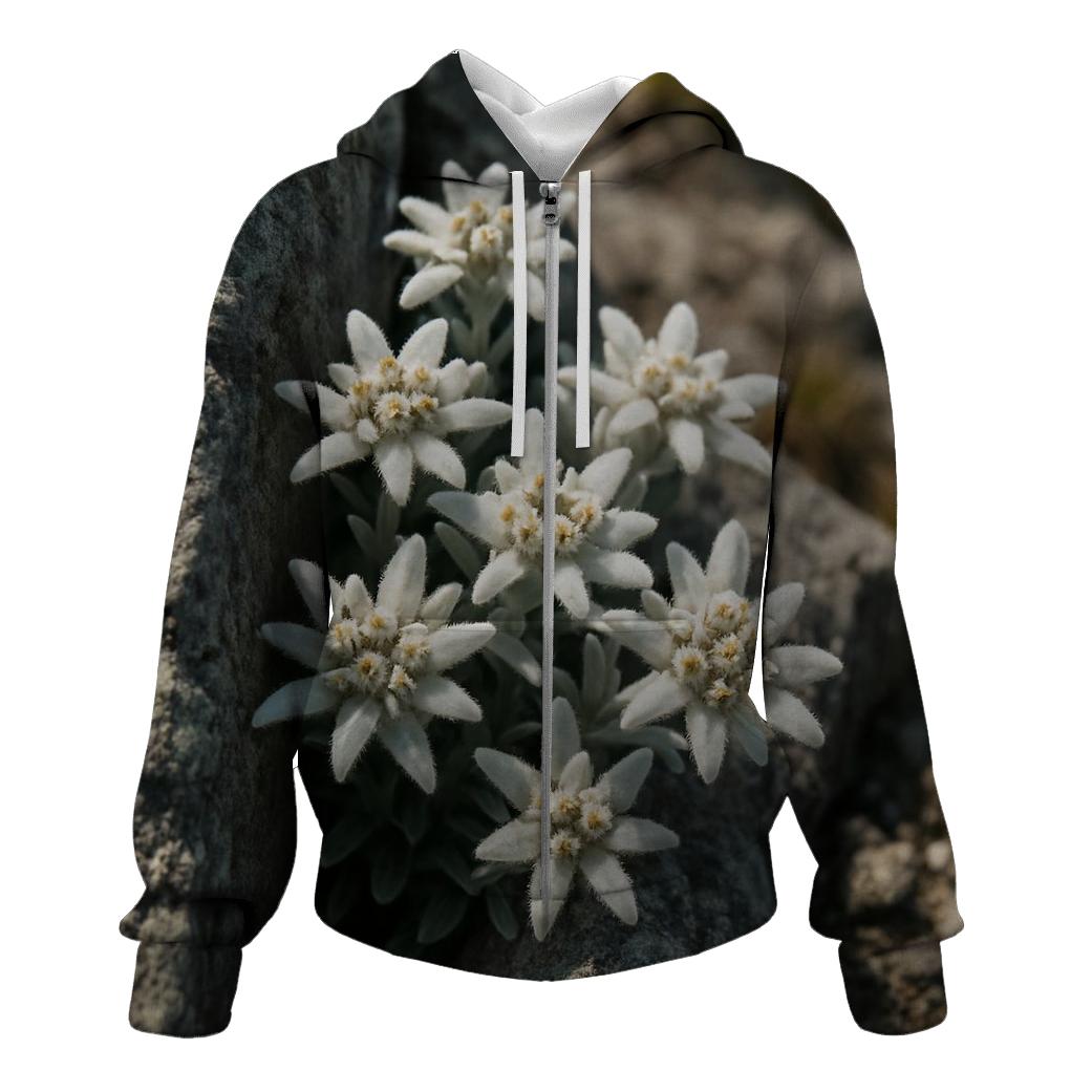 Alpine Edelweiss Among Lichen Covered Rocks hoodie designs