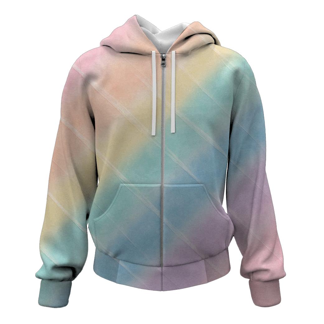 Pastel Diagonal Fold Rainbow printed hoodies