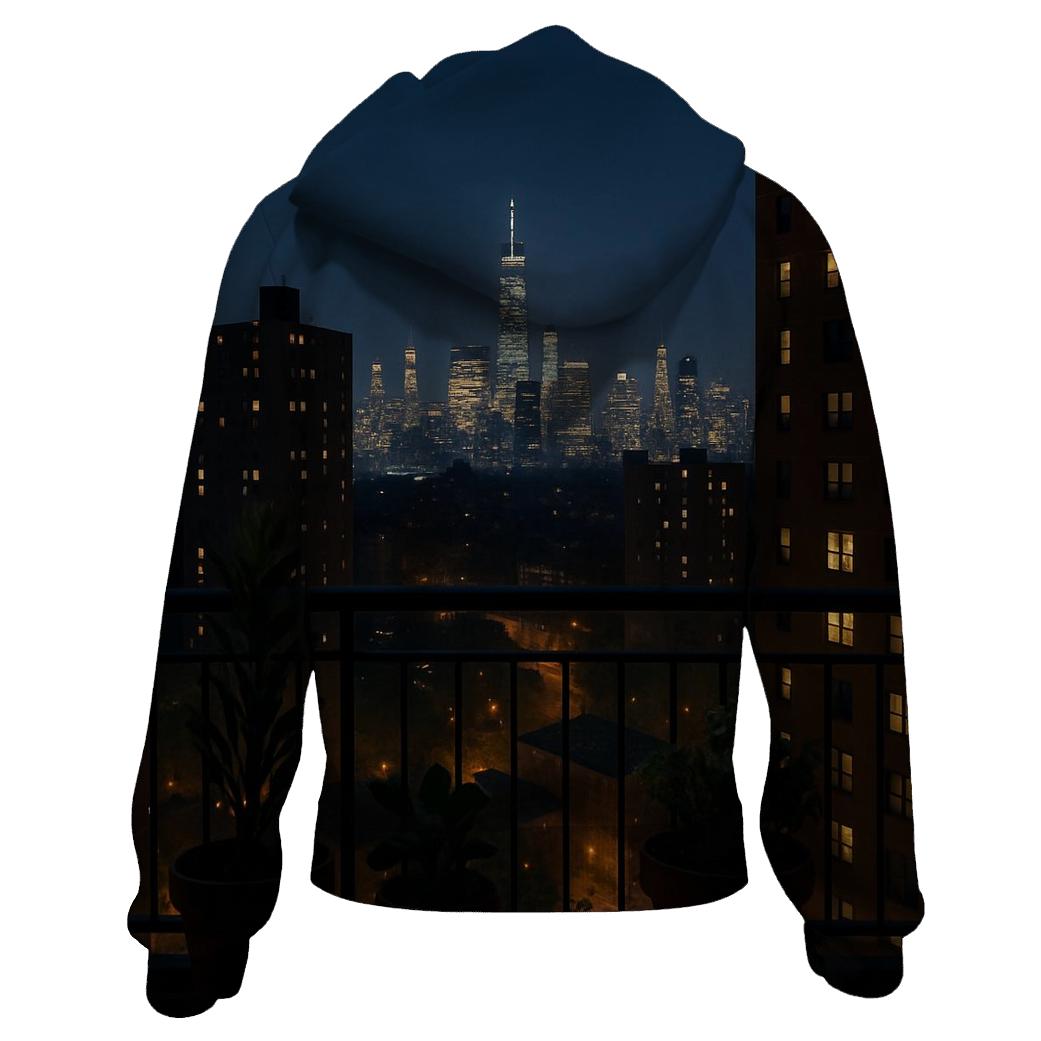 Nighttime Skyline From A Bronx Highrise Balcony designer hoodies