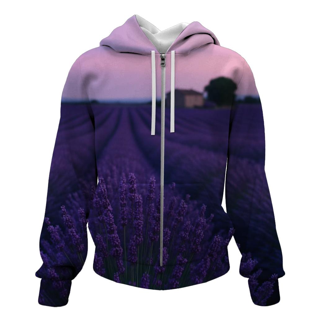 Lavender Field At Dusk With Passing Breeze custom hoodies