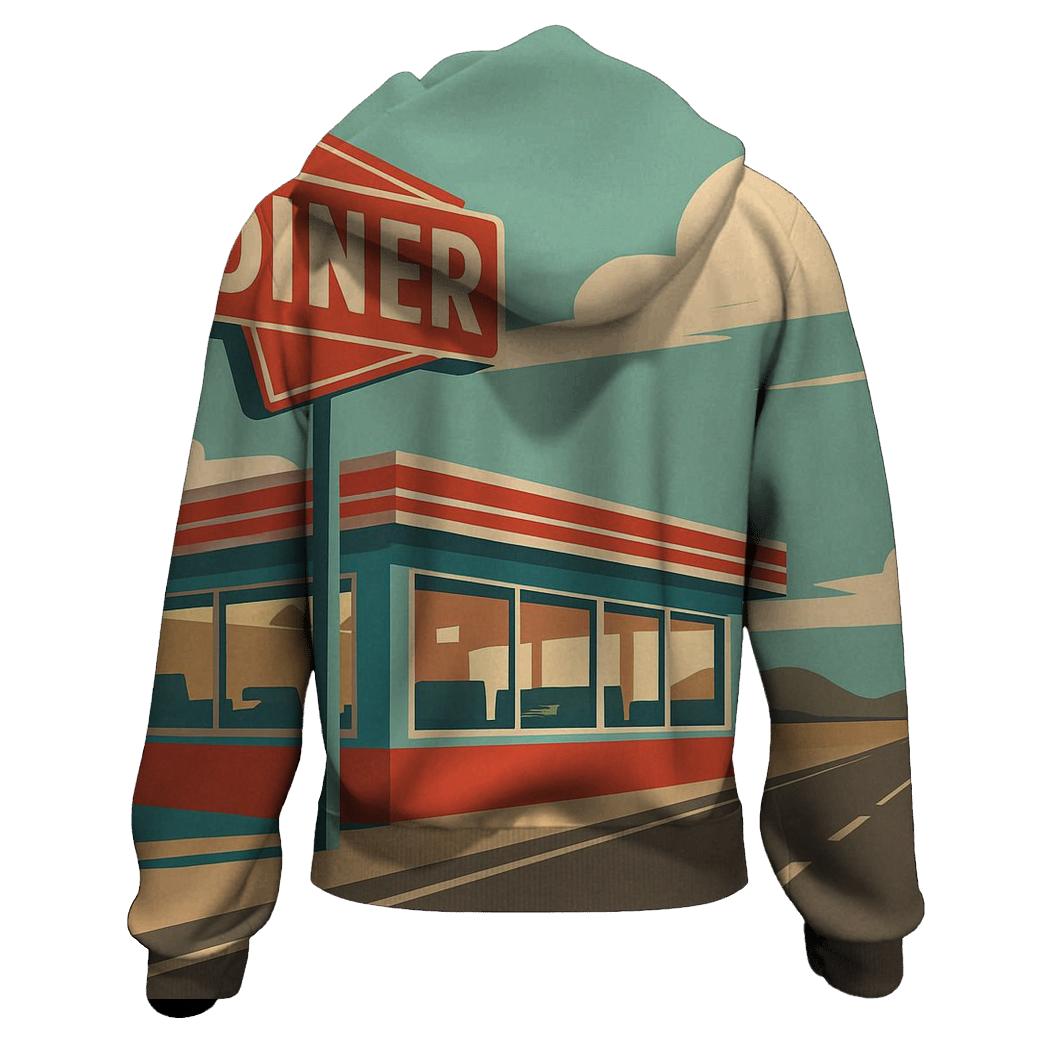 Retro Roadside Diner Break printed hoodies