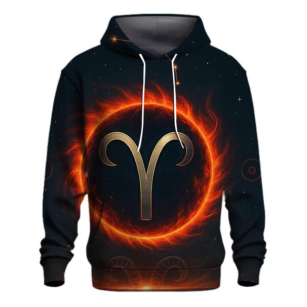 Celestial Aries Fire Gate printed hoodies