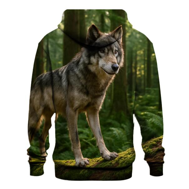 Forest Wolf Pausing On Fallen Cedar hoodie styles