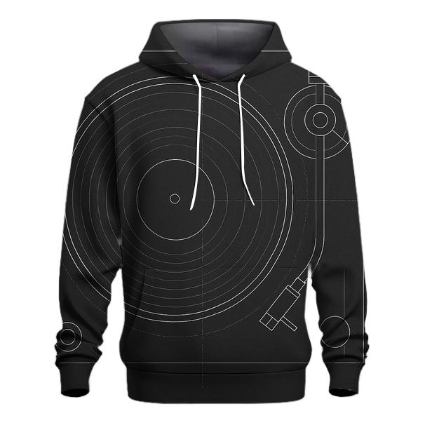 Monochrome Turntable Blueprint premium hoodies