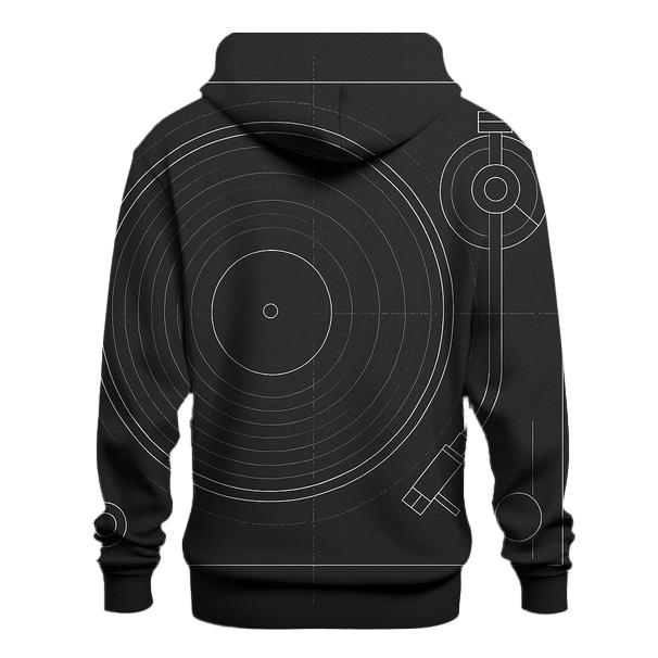 Monochrome Turntable Blueprint premium hoodies