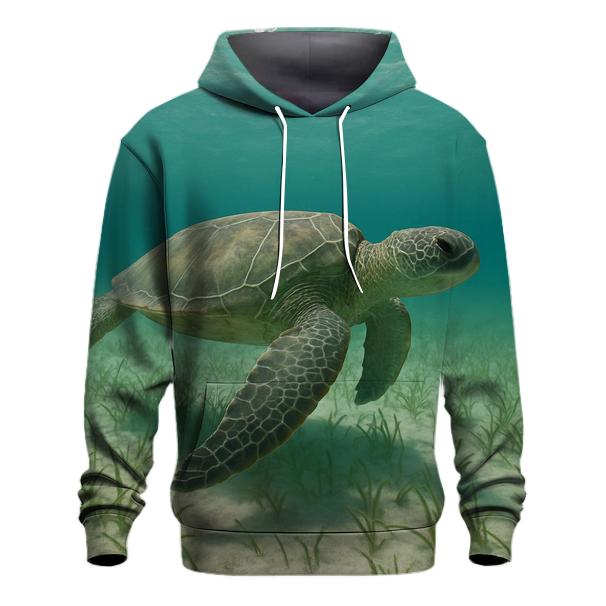 Green Sea Turtle Over Seagrass Meadow lightweight hoodies