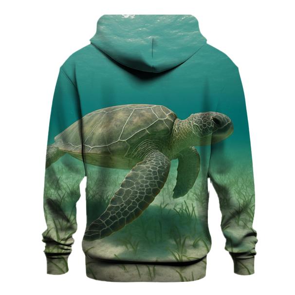 Green Sea Turtle Over Seagrass Meadow lightweight hoodies
