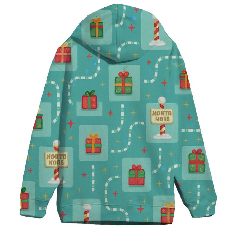North Pole Signpost Tile Trail Design graphic hoodies