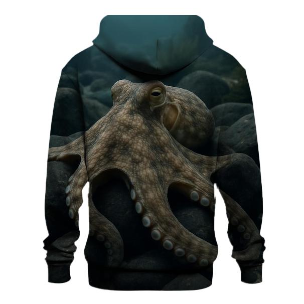Common Octopus Among Basalt Boulders hoodie designs