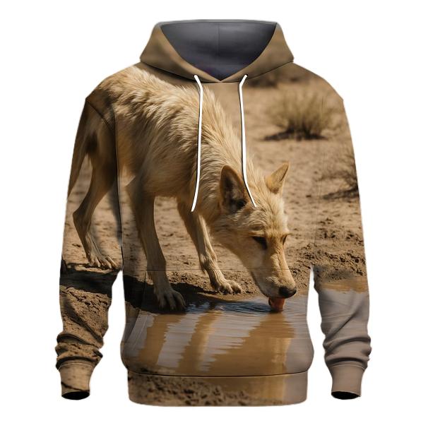 Desert Steppe Wolf At Dusty Waterhole pullover hoodies