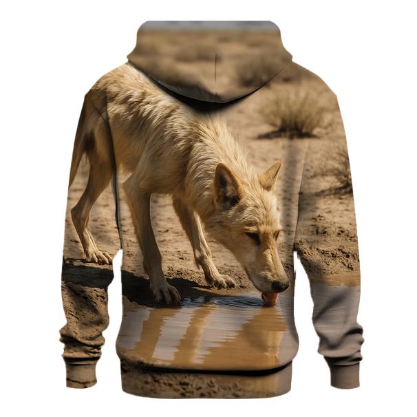 Desert Steppe Wolf At Dusty Waterhole pullover hoodies