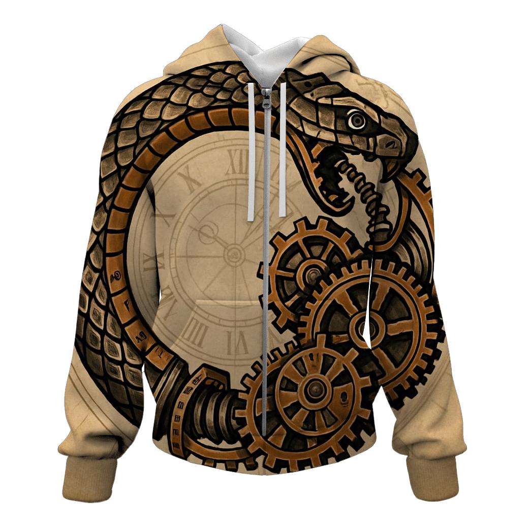 Clockwork Serpent Ouroboros embroidered hoodies