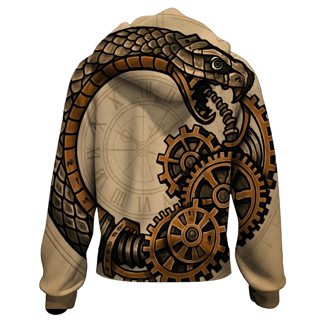 Clockwork Serpent Ouroboros embroidered hoodies