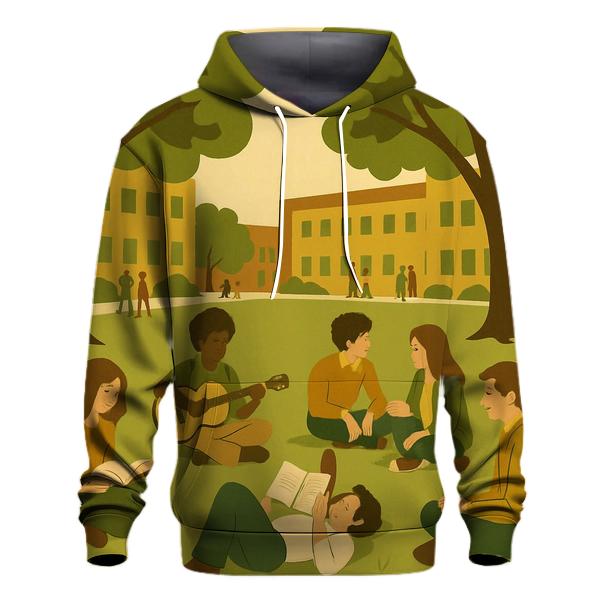 Peaceful Campus Green embroidered hoodies