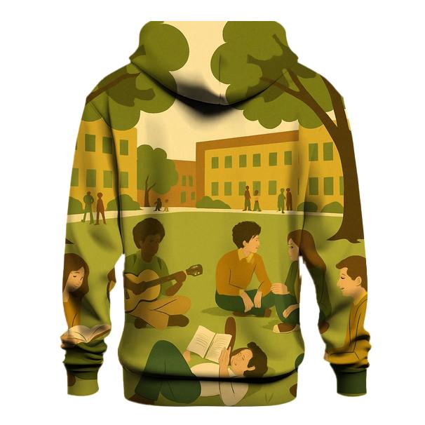 Peaceful Campus Green embroidered hoodies