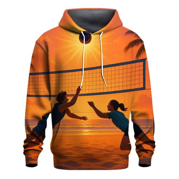 Beach Volleyball Sunset Rally graphic hoodies