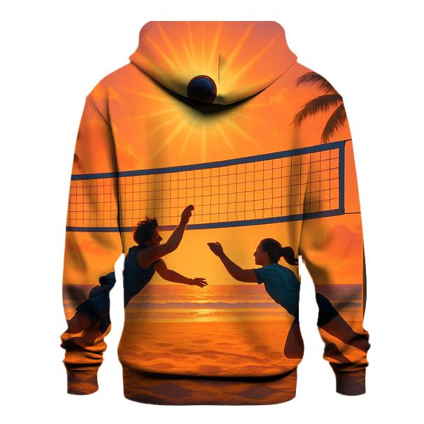 Beach Volleyball Sunset Rally graphic hoodies