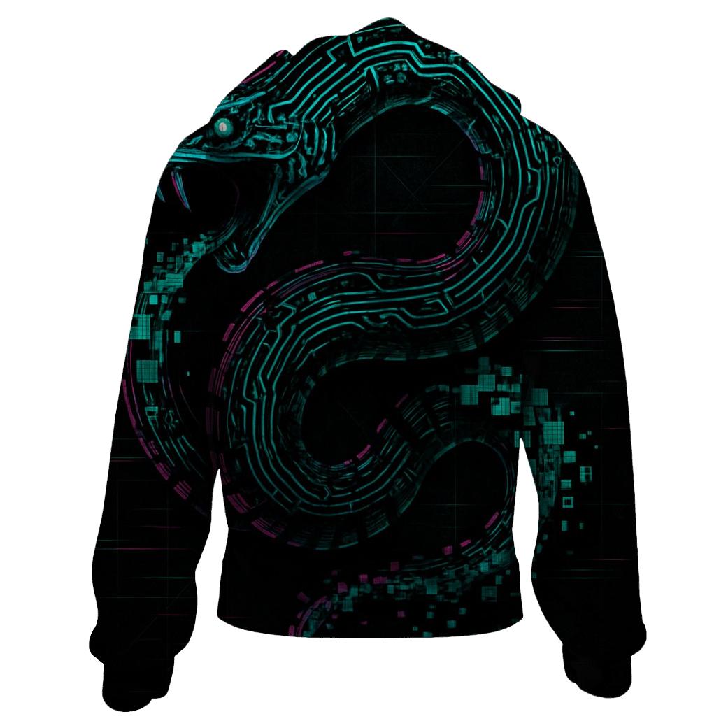 Digital Glitch Ouroboros heavyweight hoodies