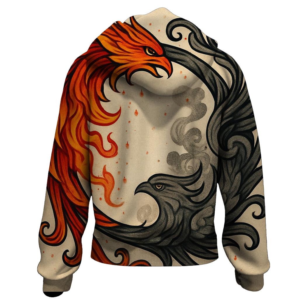 Twin Phoenix Ouroboros zip-up hoodies