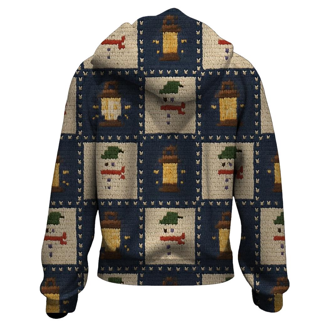 Snowman Lantern Checkerboard Design hoodie designs